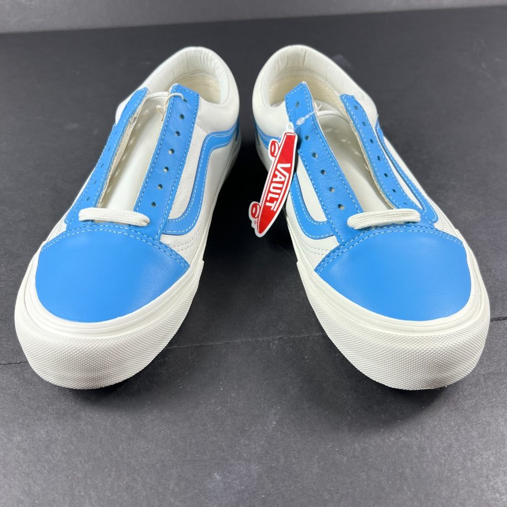 VANS Shoe Men Old Skool Vault Leather White Bonnie Blue Sneaker VN0A4BVFXG01 - Picture 7 of 14